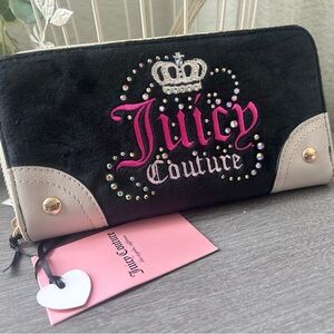 Juicy Couture Black and Pink Wallet with Crown Emblem